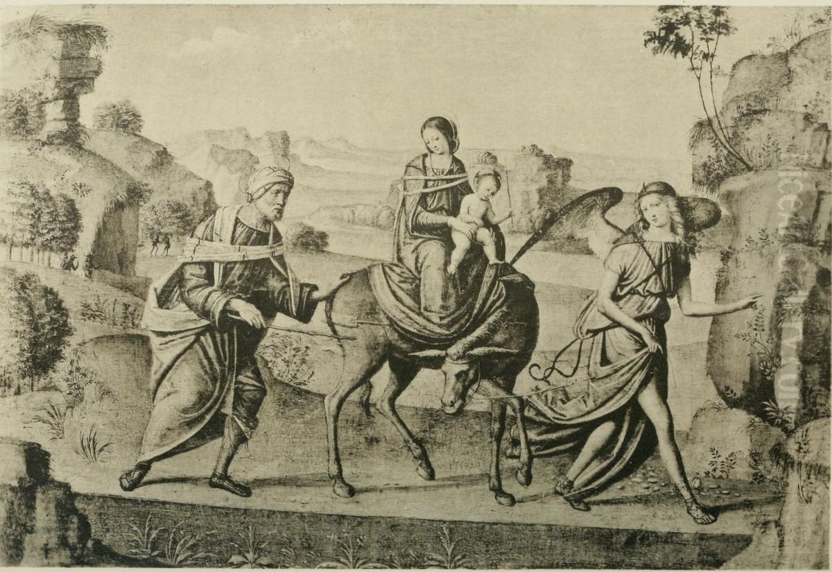 Flight into Egypt Oil Painting by Benvenuto Tisi