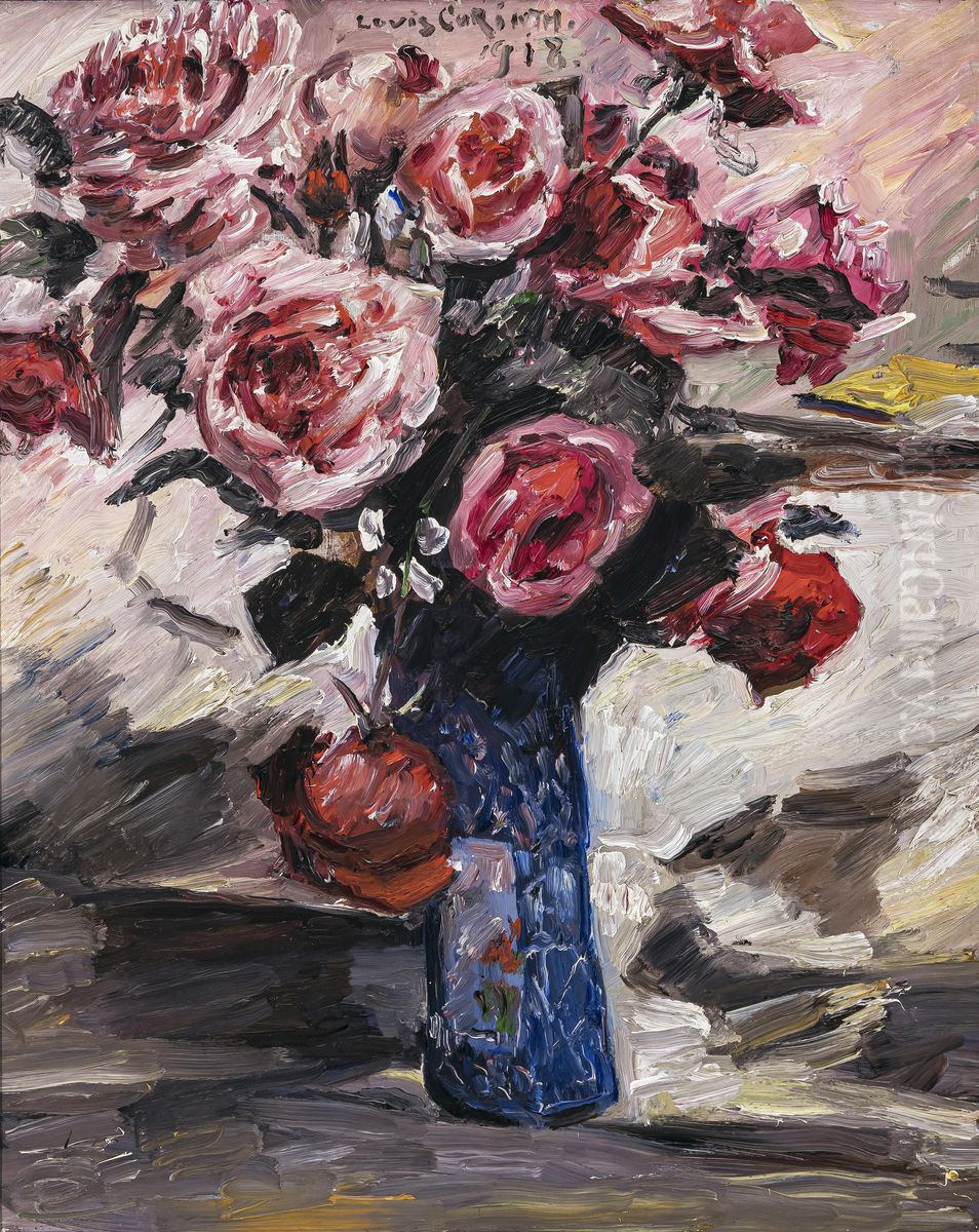 Rosen Oil Painting by Lovis (Franz Heinrich Louis) Corinth