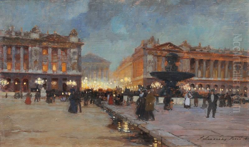 Place de la Concorde Oil Painting by Sebastian Lucius (Maler)