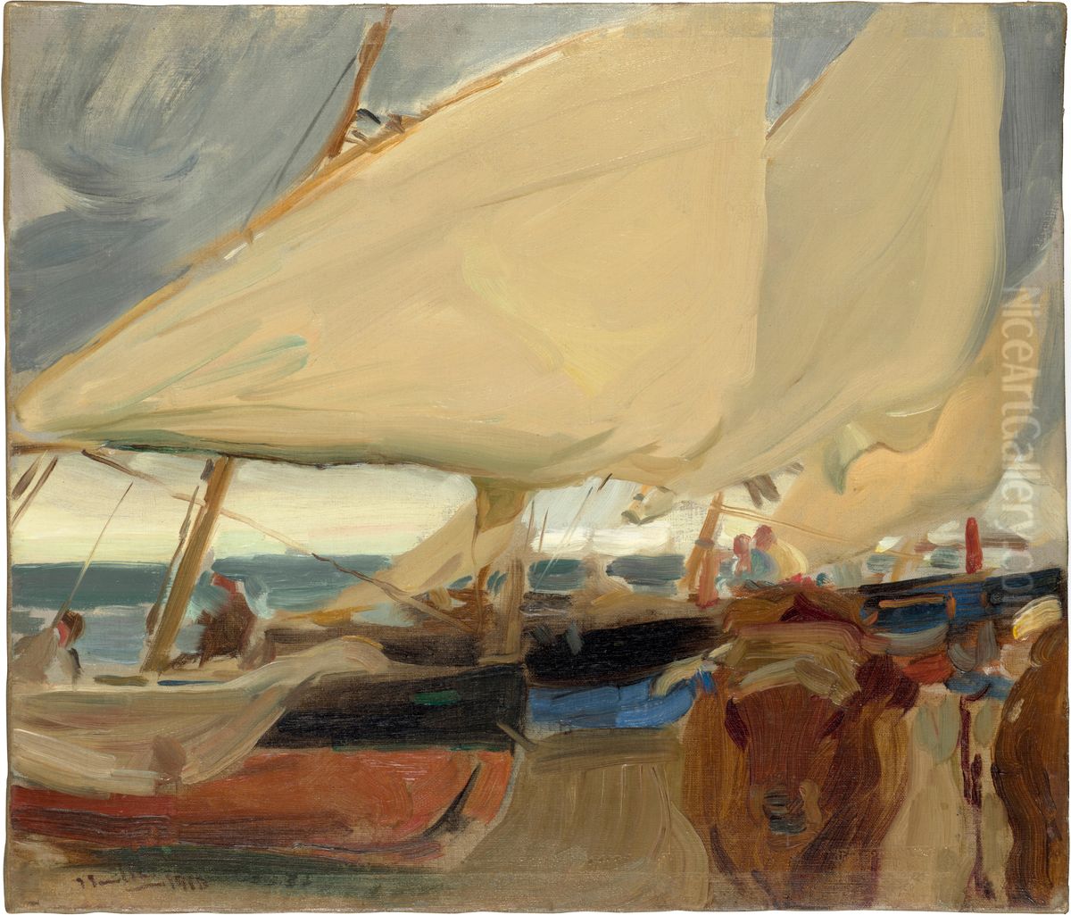 Playa de Valencia Oil Painting by Joaquin Sorolla