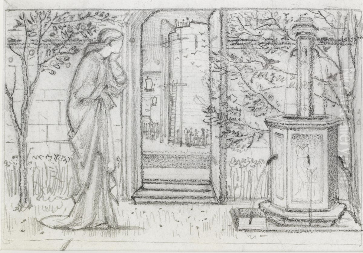 Study for Danae and the Brazen Tower Oil Painting by Edward Burne-Jones
