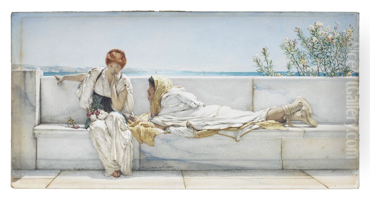 A Solicitation Oil Painting by Lawrence Alma-Tadema