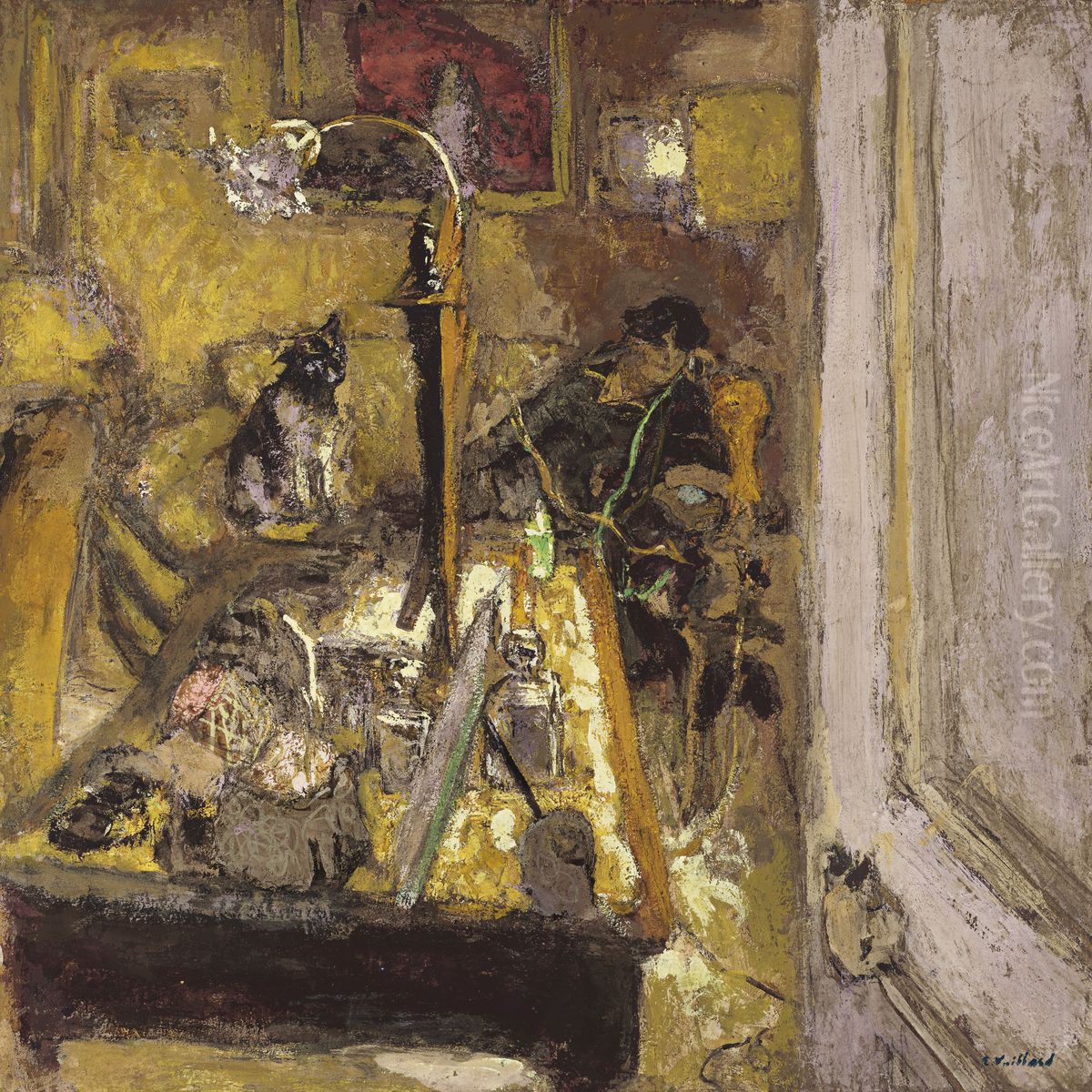 Madame Hessel telephonant dans son boudoir Oil Painting by Jean-Edouard Vuillard