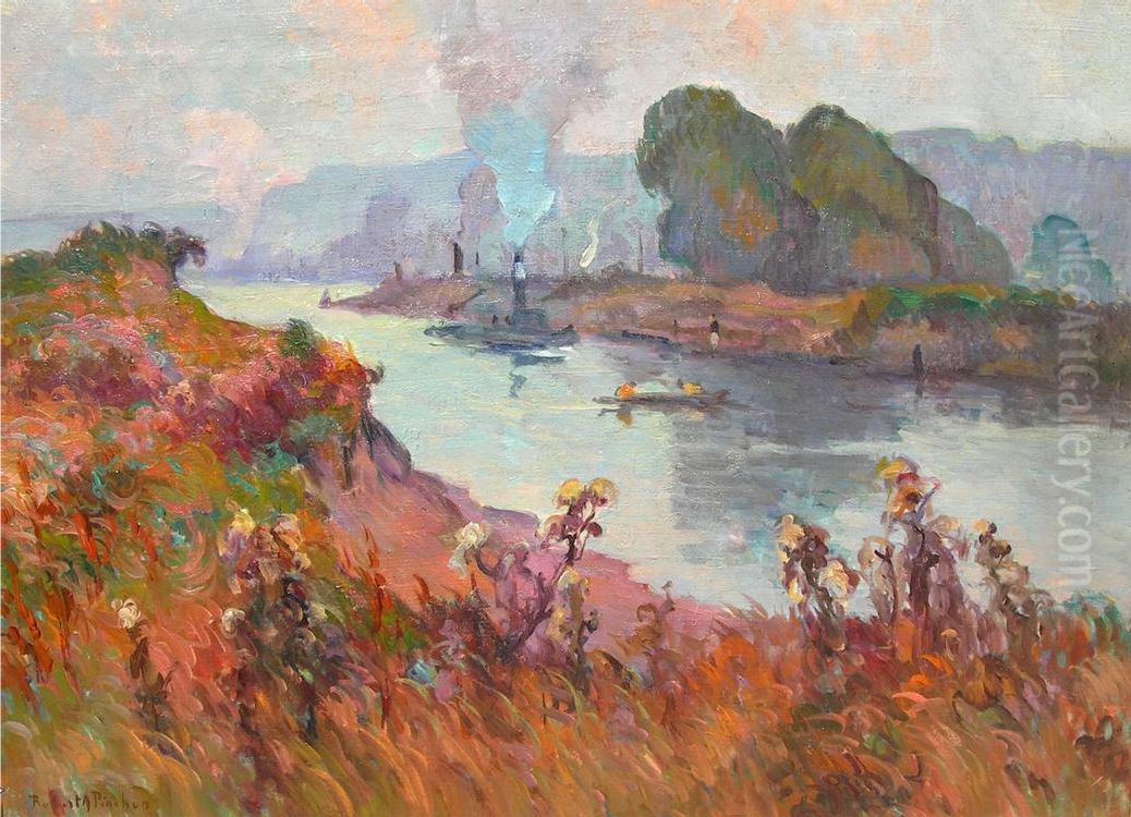 Seine River Bank Oil Painting by Robert Antoine Pinchon