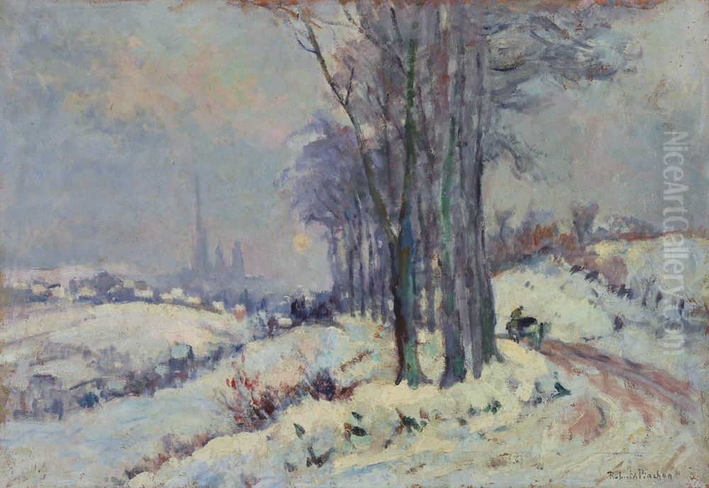 The Outskirts of Rouen Under Snow Oil Painting by Robert Antoine Pinchon