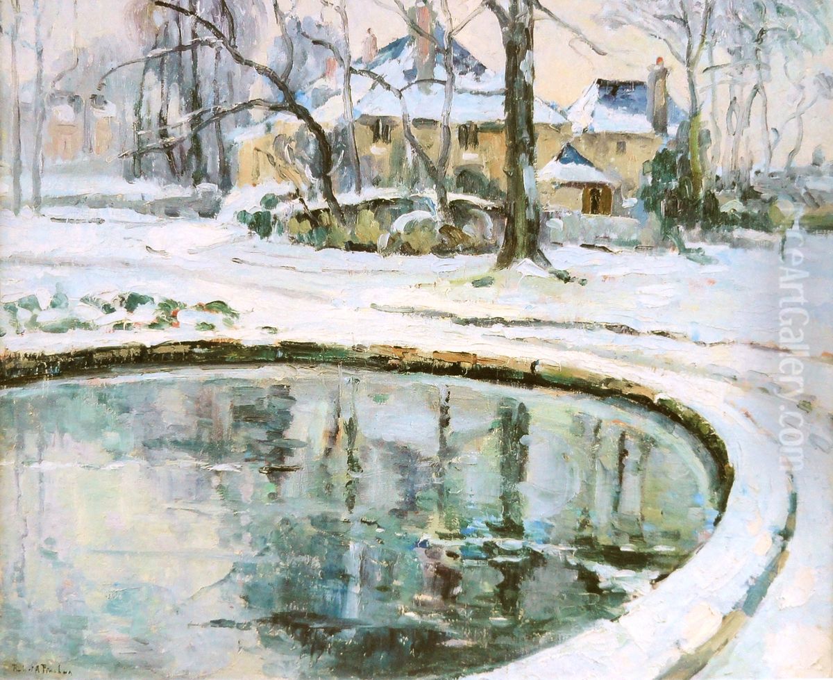 The Basin, Snow Oil Painting by Robert Antoine Pinchon