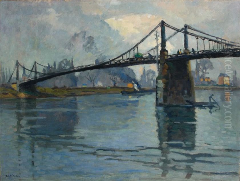 Le pont de Triel-sur-Seine, le long de la Seine Oil Painting by Robert Antoine Pinchon