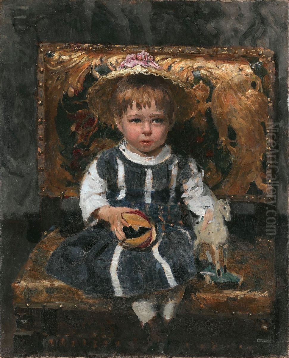 <<Portret V.I. Repinoj v detstve>> Oil Painting by Repin Iliya