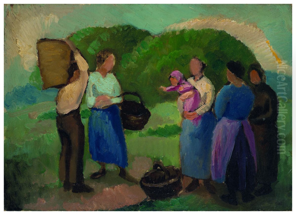 Peasants (Campesinos) Oil Painting by Julio Gonzalez