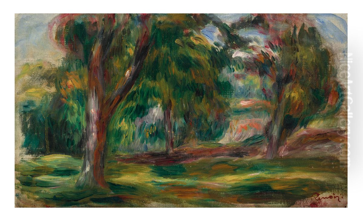 Meadow and trees Oil Painting by Pierre Auguste Renoir