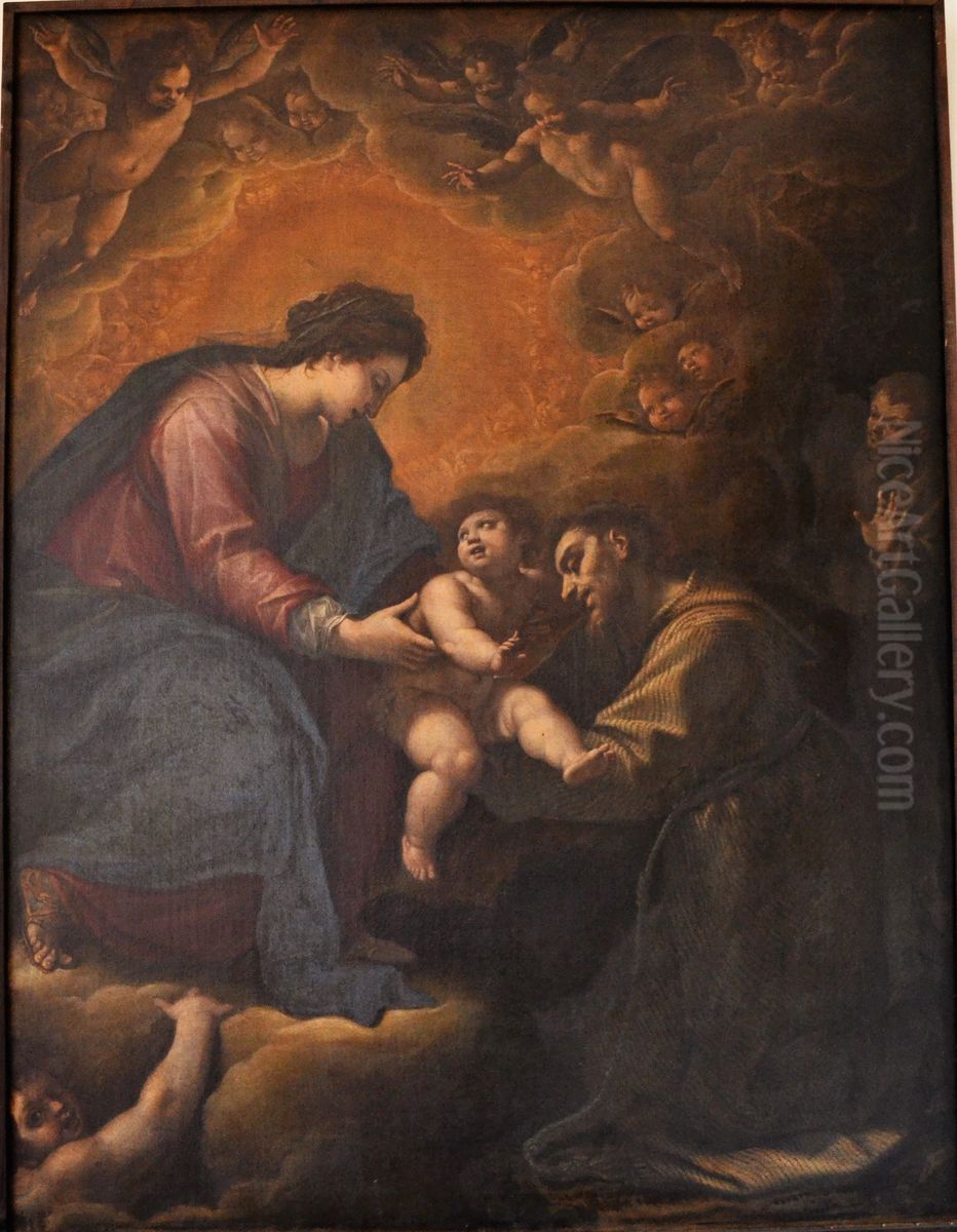 Madonna and Child   and  San Francesco Oil Painting by Cristoforo Roncalli