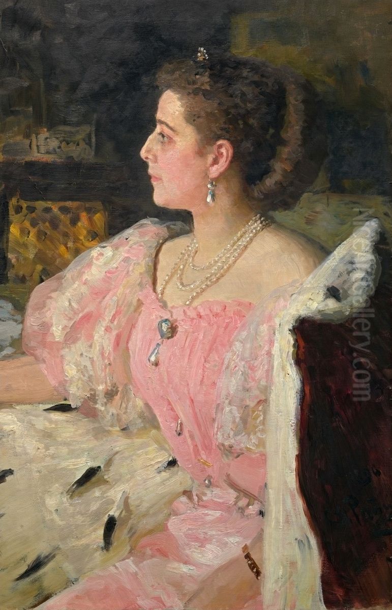 Grafina Natalia Petrovna Golovina, zena grafa Nikolaa Fedorovica Golovina, vo vtorom brake Golosapova. Oil Painting by Repin Iliya