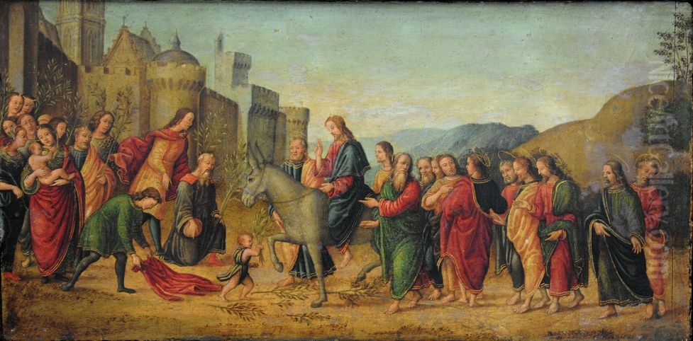 Entrata di Cristo in Gerusalemme Oil Painting by Raffaello Botticini