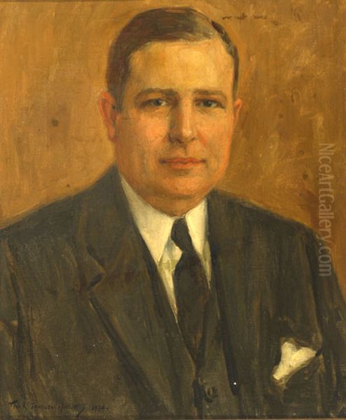 Official Portrait of David Sholtz (1891-1953), Twenty-sixth governor of Florida, January 4, 1933 to January 5, 1937. Oil Painting by Frank Townsend Hutchens