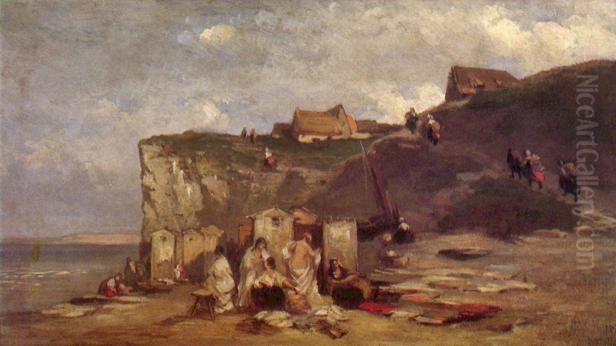 Frauenbad in Dieppe III Oil Painting by Carl Spitzweg