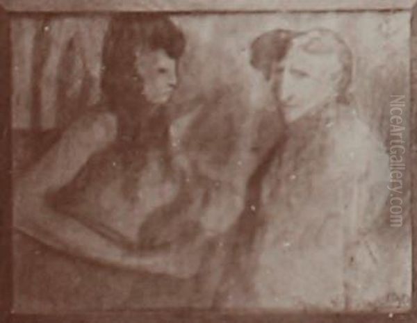 Kompozycja z dwiema postaciami Oil Painting by Stanislaw Ignacy Witkiewicz (Witkacy)