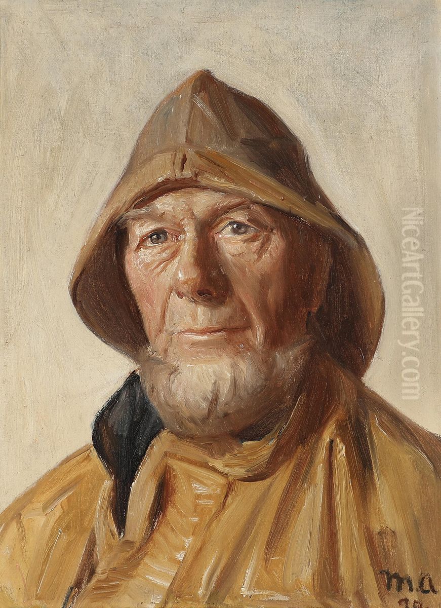 Portrait of a fisherman from Skagen. 1890. Oil Painting by Michael Peter Ancher