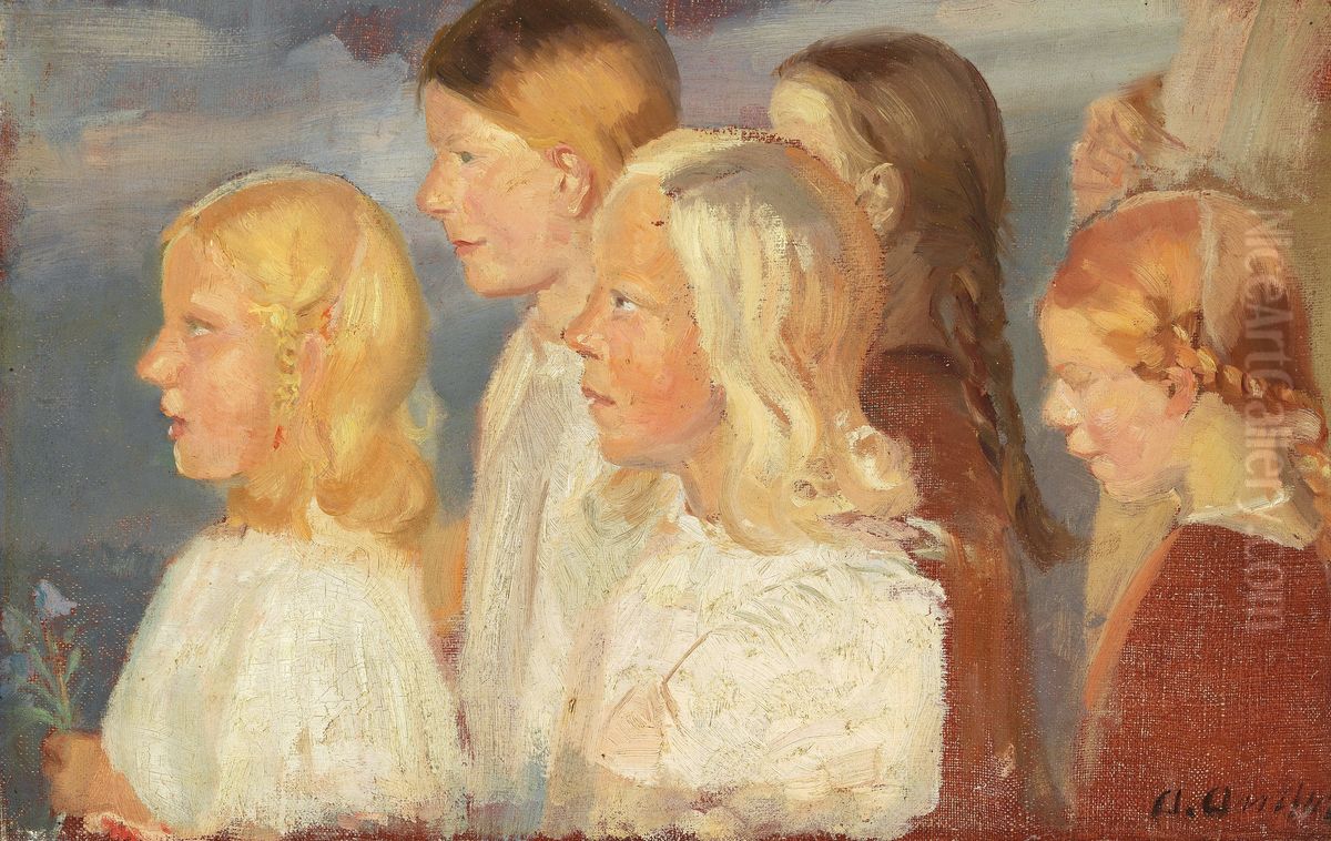 Young girls from Skagen. Oil Painting by Anna Ancher