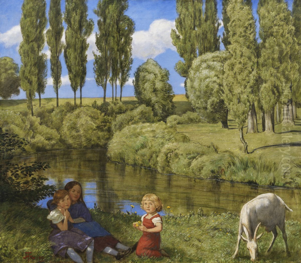 At the silent Stream Oil Painting by Hans Thoma