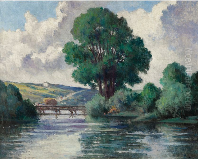 LA PASSERELLE D'HERVILLE Oil Painting by Maximilien Luce