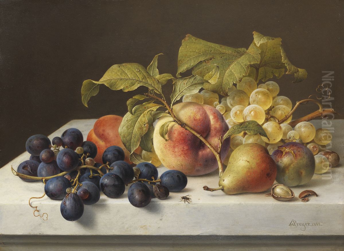 Fruchtestillleben Oil Painting by Johann Wilhelm Preyer