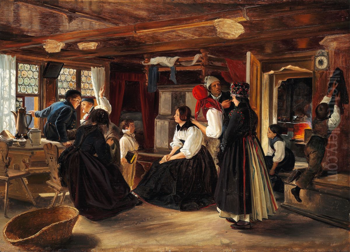 Hochzeitsvorbereitungen Oil Painting by Hermann Sondermann