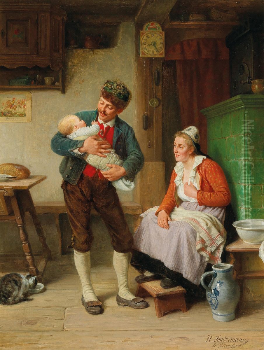 Familienzuwachs Oil Painting by Hermann Sondermann