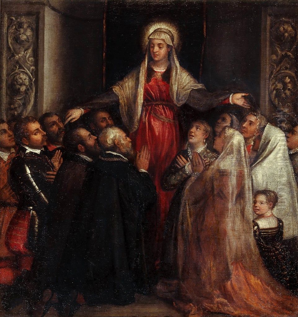 Our Lady of Mercy Oil Painting by Titianand workshop