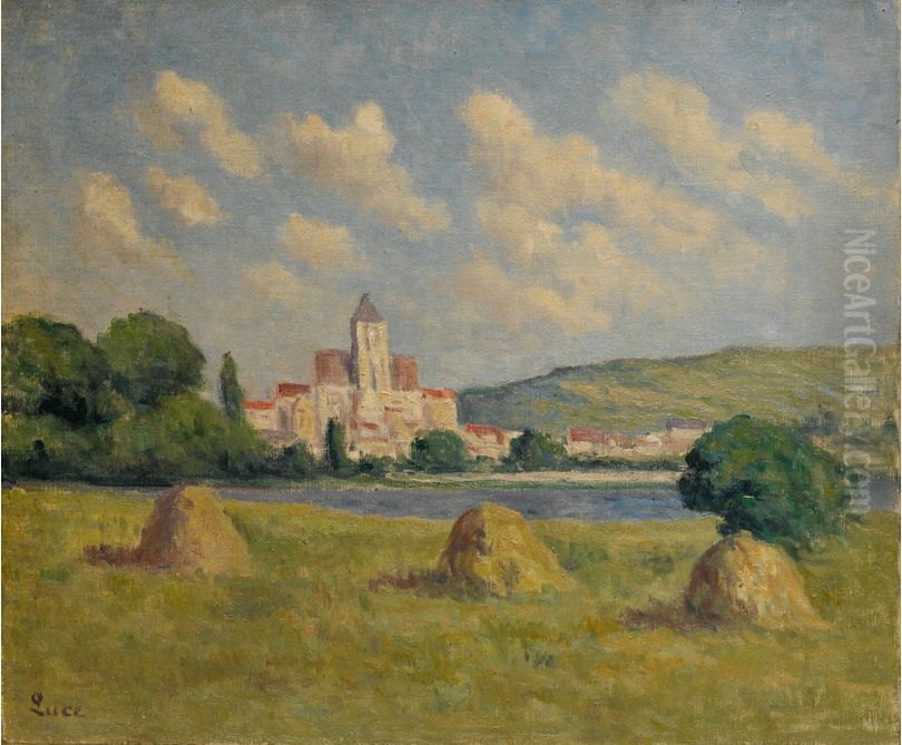 GUERNES, L'EGLISE ET LES CHAMPS Oil Painting by Maximilien Luce