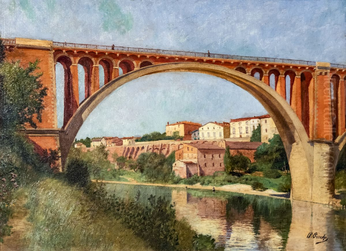 The ramparts and the bridge at Rabastens Oil Painting by Paul Prouho