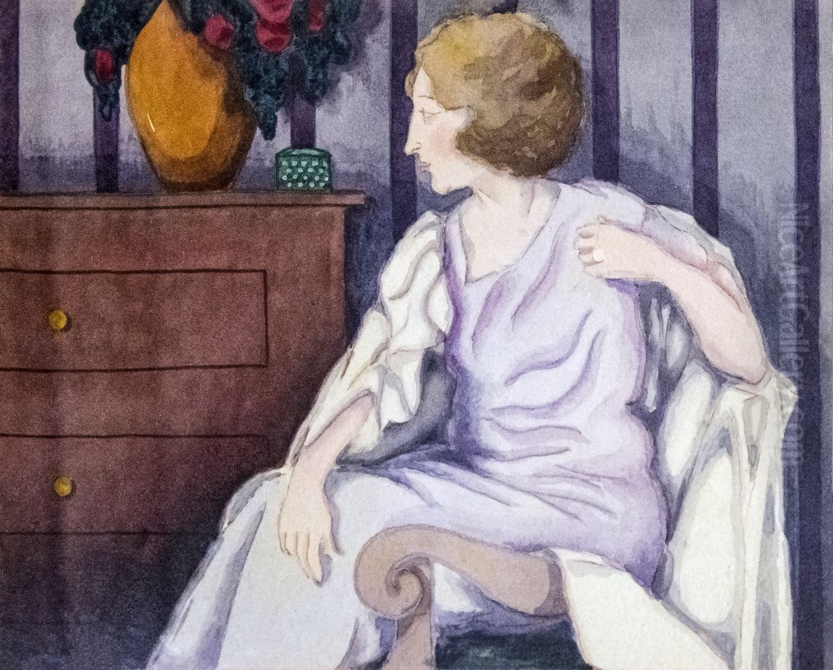 Luce in an interior Oil Painting by Georges Gaudion
