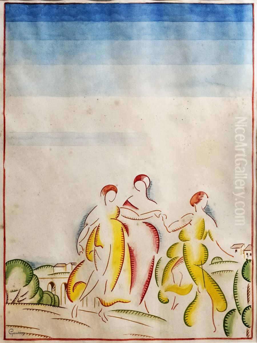 The three Graces Oil Painting by Georges Gaudion