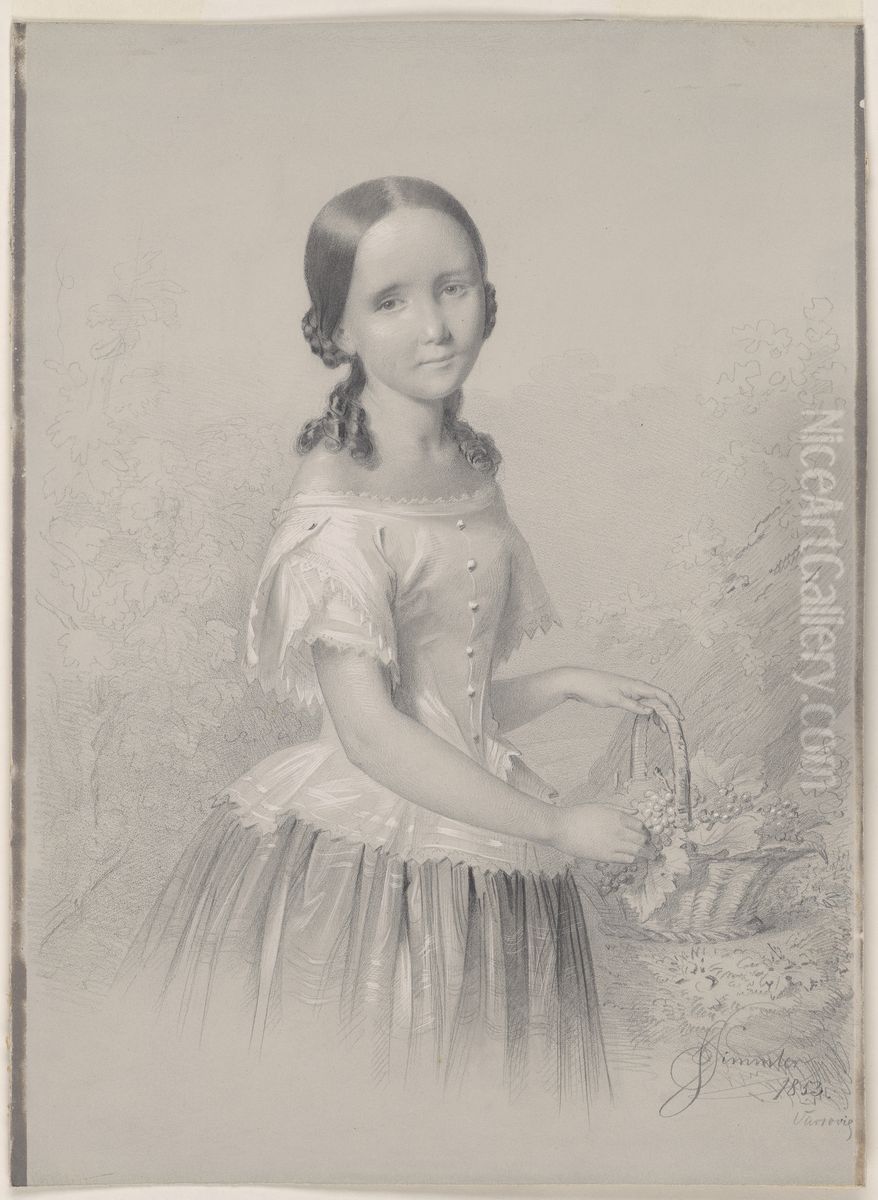 Portrait of Franciszka Wolowska, sister of the mother of Feliks Jasienski Oil Painting by Jozef Simmler