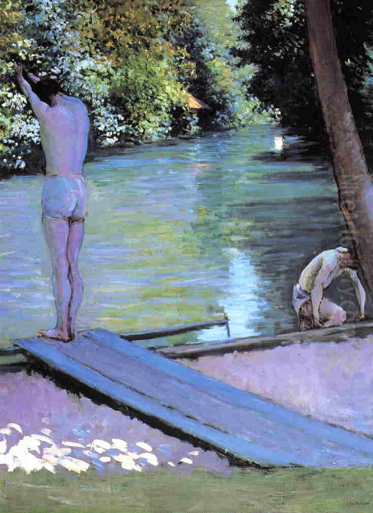 Baigneur se preparant a plonger, bords de l'Yerres Oil Painting by Gustave Caillebotte