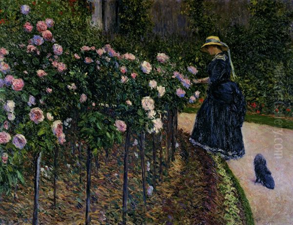 Roses in the Garden at Petit Gennevilliers, 1886 Oil Painting by Gustave Caillebotte