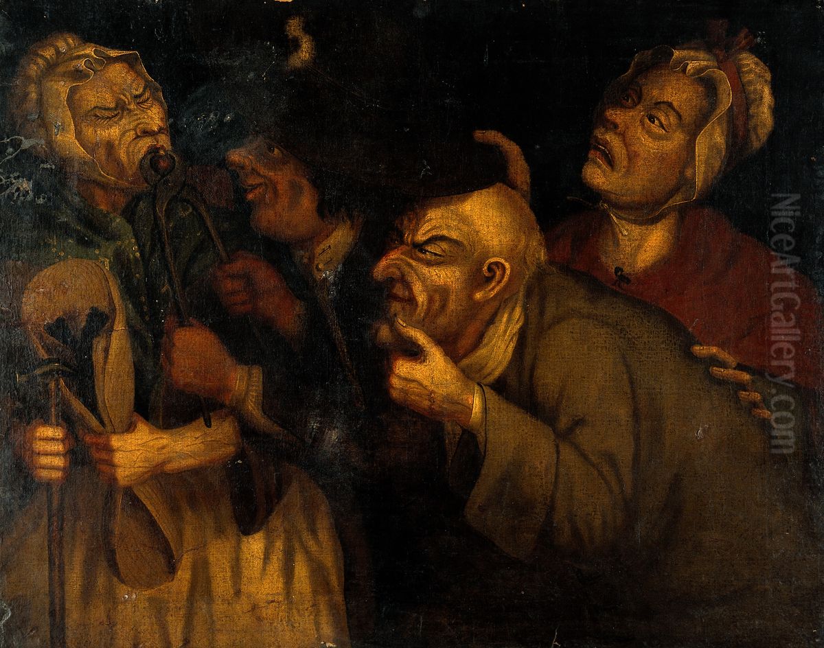 A blacksmith extracting a tooth. Oil Painting by Collier, John
