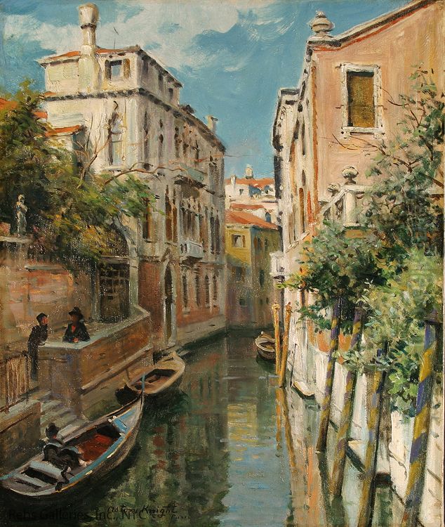 A Canal in Venice Oil Painting by Louis Aston Knight