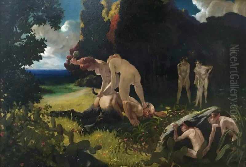 Punishment of the Faun Oil Painting by Max Pietschmann