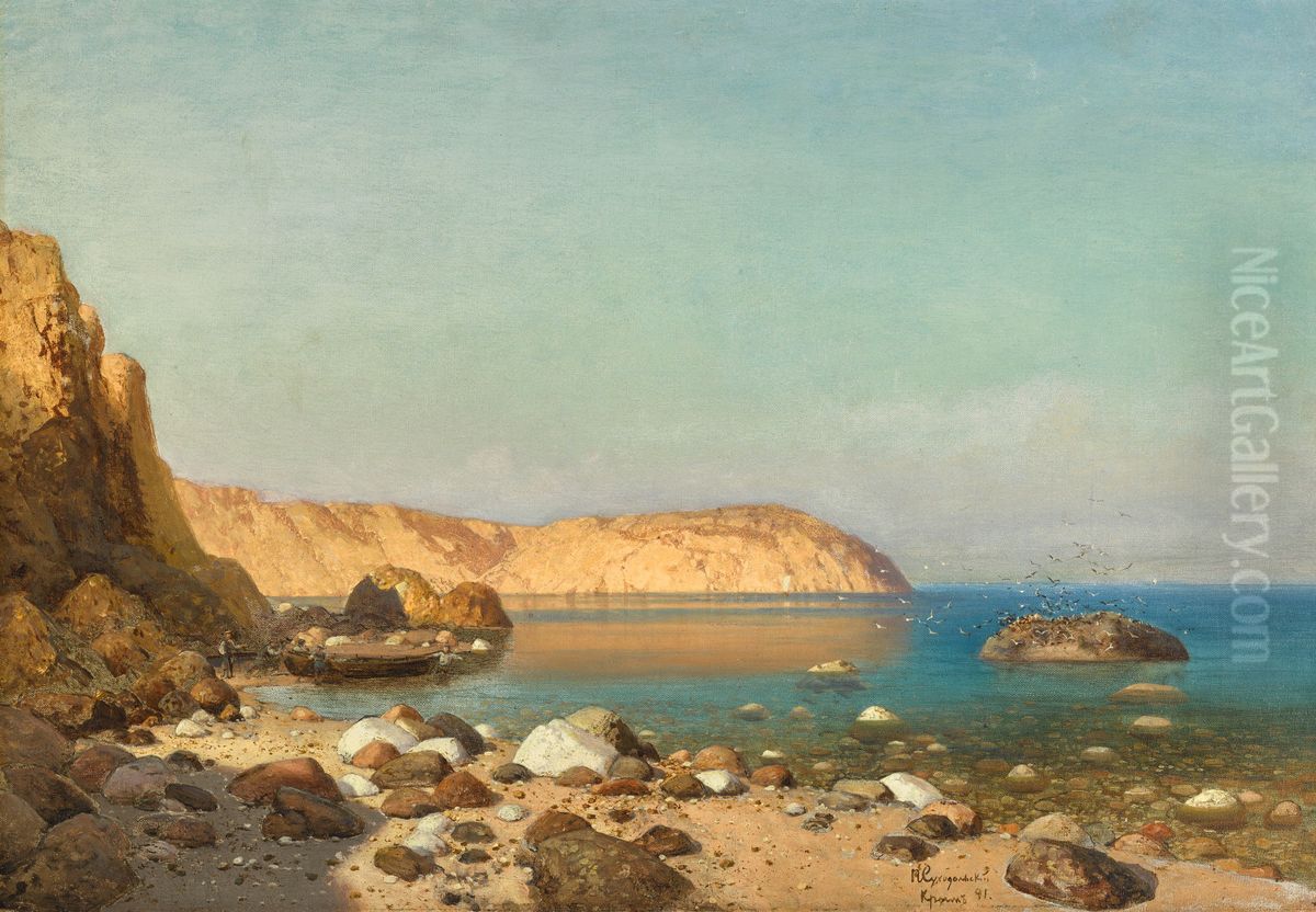 A Coastal View in Crimea Oil Painting by Petr Suchodolski