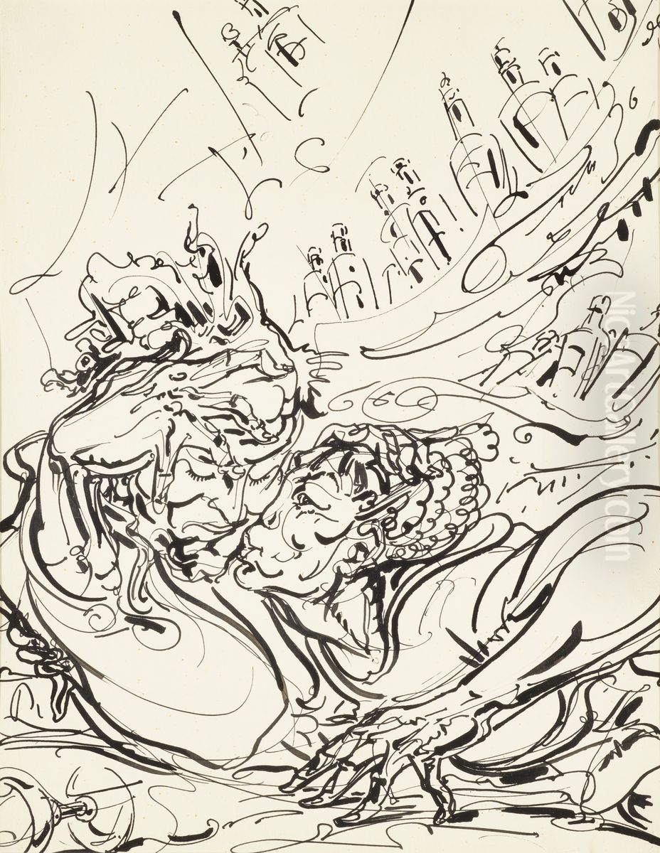 De zoen Oil Painting by Alfred Ost