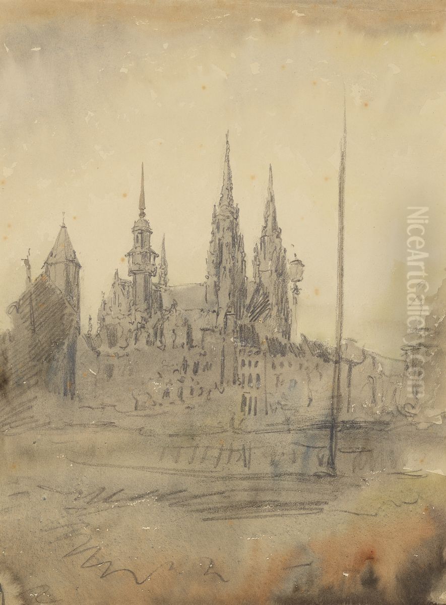 Oostende in de mist Oil Painting by Alfred Ost