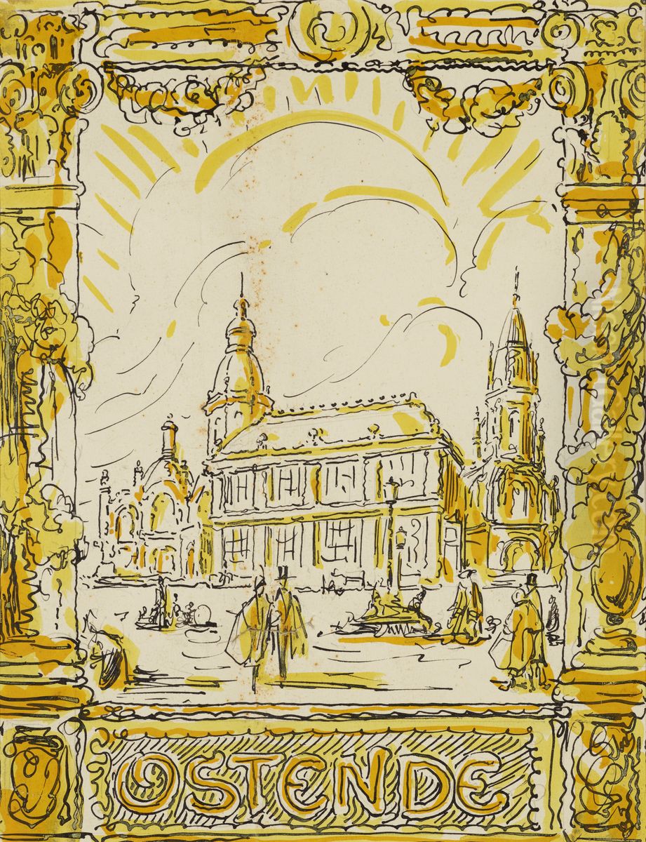 Kursaal van Oostende Oil Painting by Alfred Ost