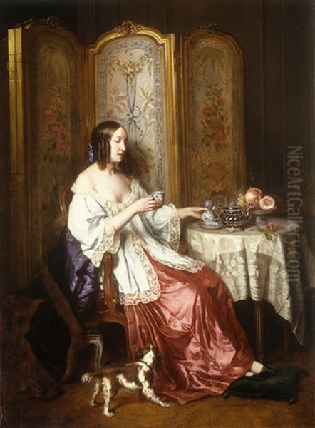 A Cup of Chocolate Oil Painting by Charles Beranger