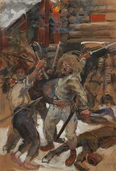 Kullervo as an Avenger Oil Painting by Akseli Valdemar Gallen-Kallela