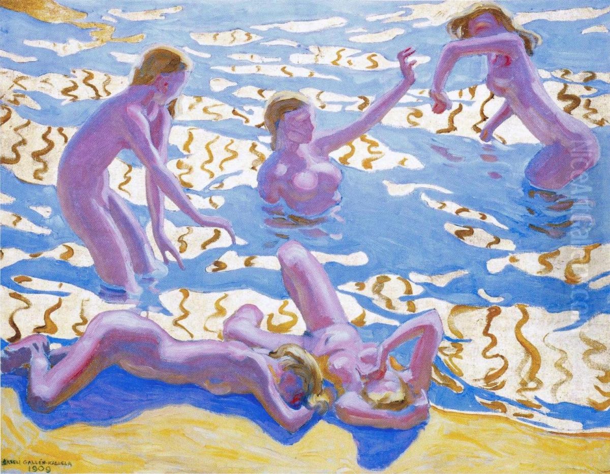 Aallottaret Oil Painting by Akseli Valdemar Gallen-Kallela