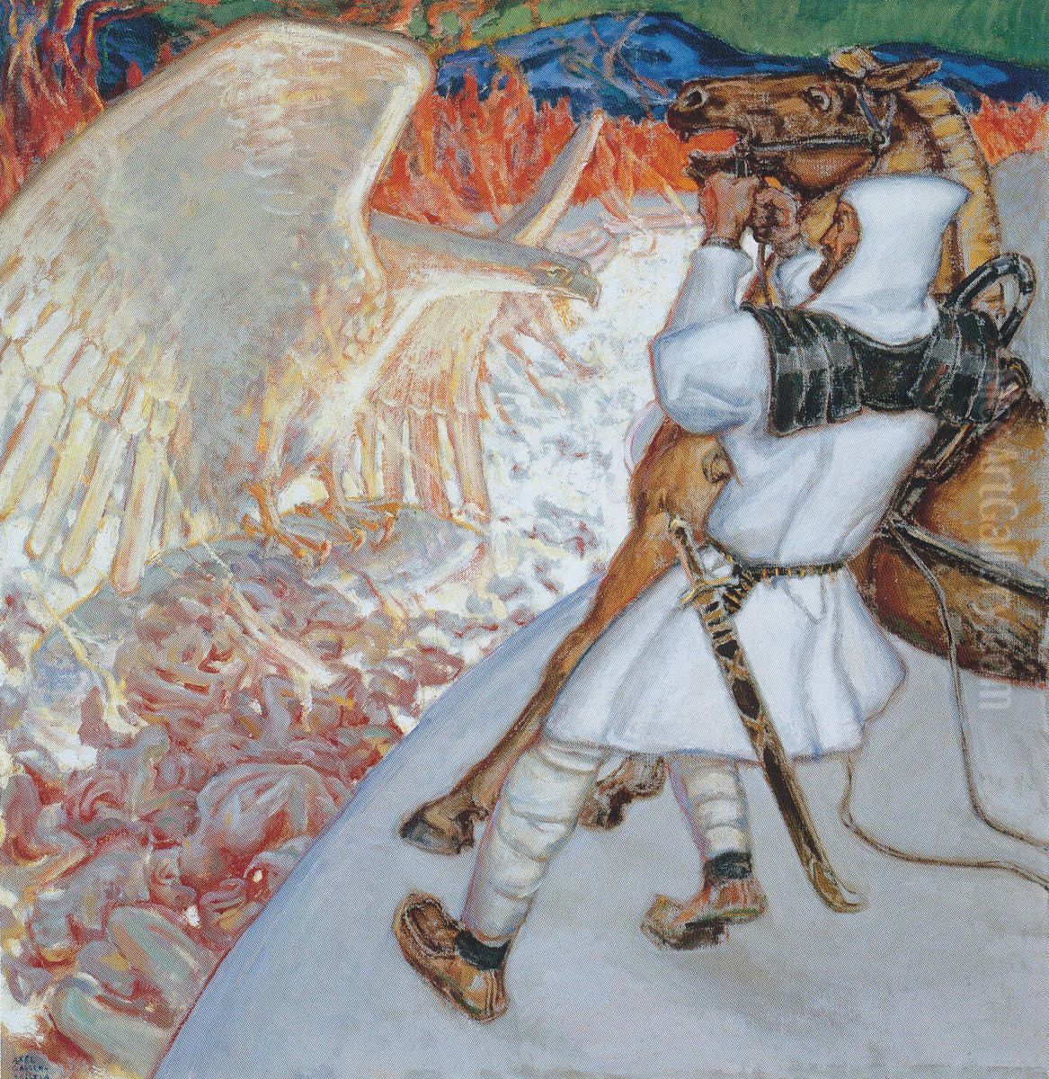 Lemminkainen at the River of Fire Oil Painting by Akseli Valdemar Gallen-Kallela