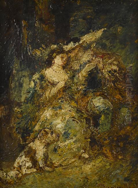 Causerie galante Oil Painting by Adolphe Joseph Thomas Monticelli