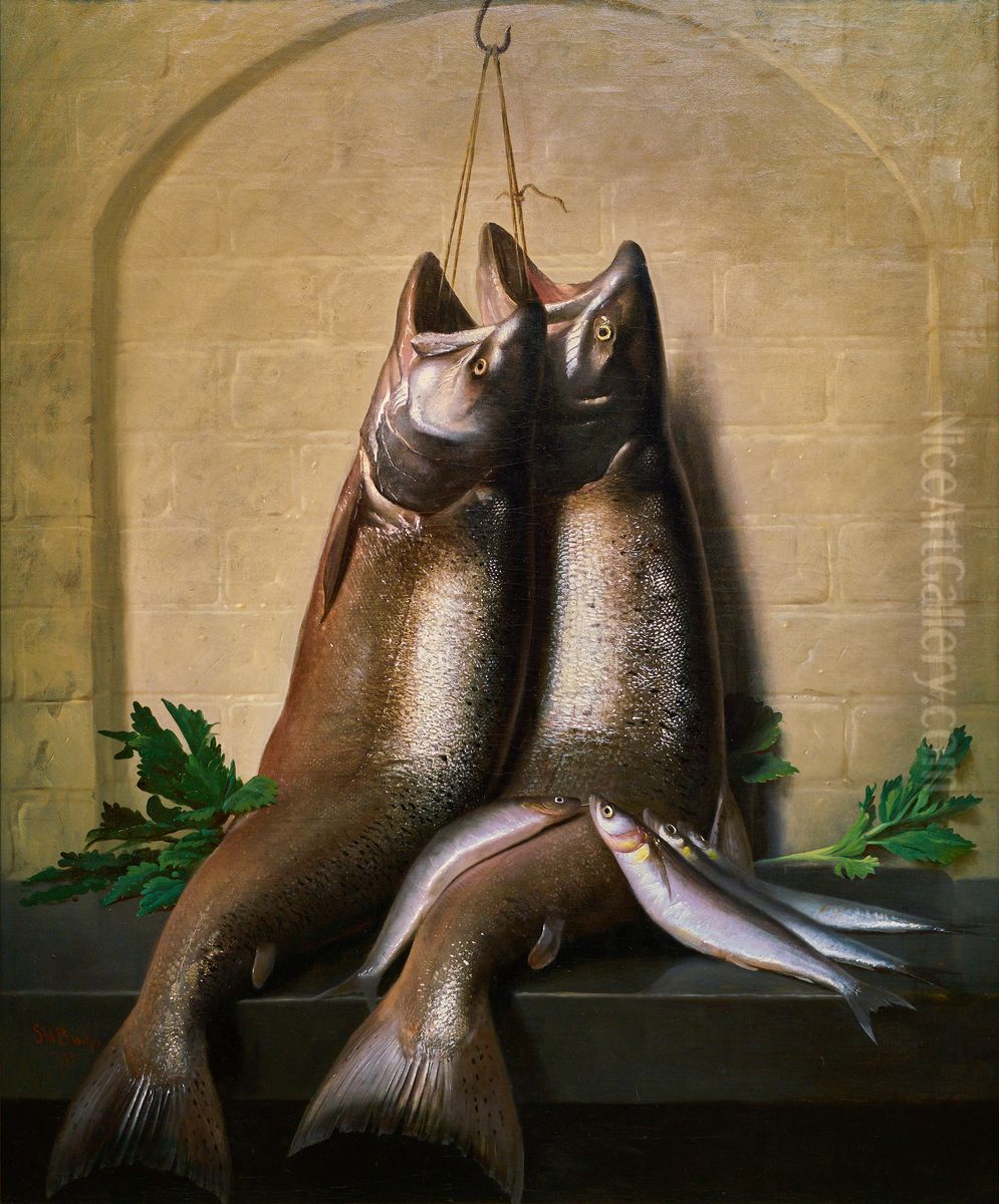 Salmon Trout and Smelt. Oil Painting by Samuel Marsden Brookes