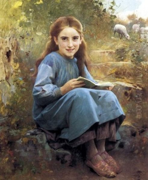 A good book Oil Painting by Leon Bazille Perrault