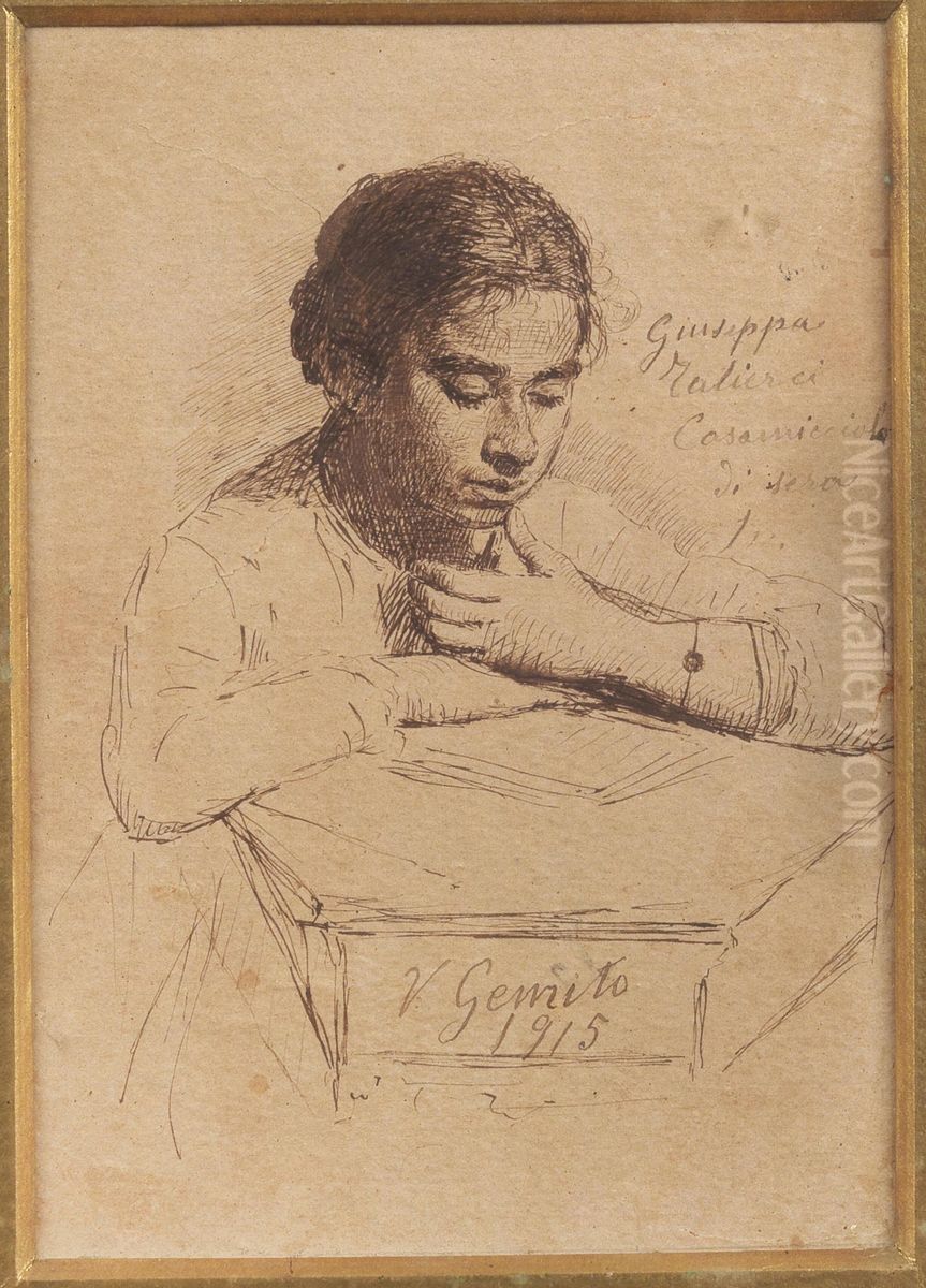 A girl reading a letter Oil Painting by Vincenzo Gemito